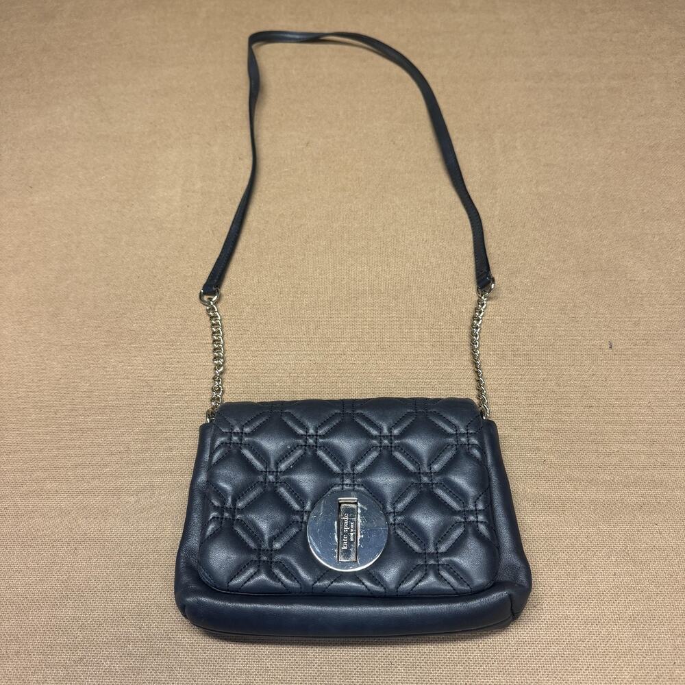 Kate Spade New York Crossbody Shoulder Bag Womens Small Black Quilted Turnlock